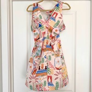 Sugarlips Mini Shift Dress Womens Medium Coral Pink Halter Down The Sunset Lissa